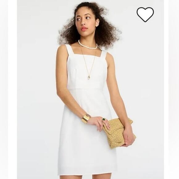 NWT J.Crew Square-Neck White A-Line Mini Dress Linen Blend Women’s Size 00 - Picture 1 of 7